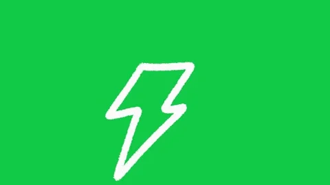 Hand Drawn Lightning Bolt Flash 2D Animation Overlay on Green Screen Видео 336578886