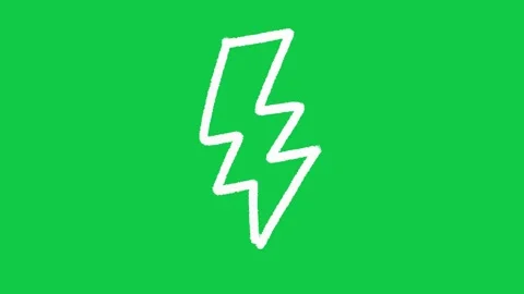 Hand Drawn Lightning Bolt Flash Animation on Green Screen Overlay Видео 336578976