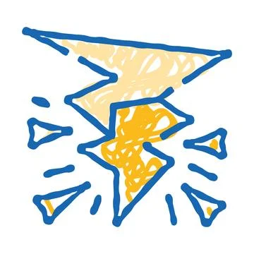 Hand drawn lightning bolt illustrating severe weather danger Illustrazione stock