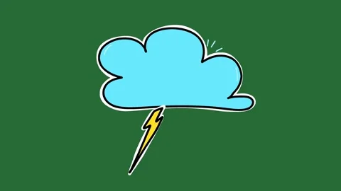 Hand-Drawn Lightning Cloud Animation | Blue Stormy Weather 2D Animation  Vidéo 332127415