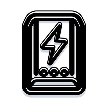 Hand drawn lightning icon inside a mobile application Stock Illustration