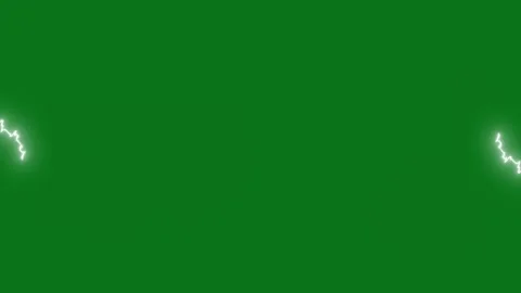 Hand Drawn Lightning Thunder Overlay on Green Background Seamless 4K Loop Stock Footage 341609016