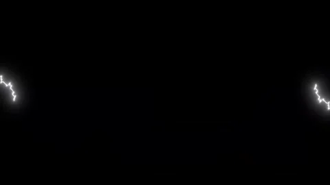 Hand Drawn Lightning Thunder Overlay on Black Background Seamless 4K Loop Stock Footage 341609025