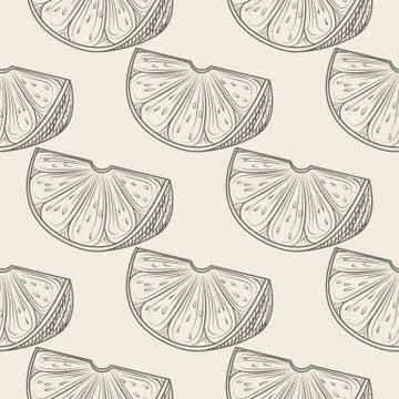 Hand drawn lime slice seamless pattern. Lemon citrus fruit wallpaper. Illustrazione stock