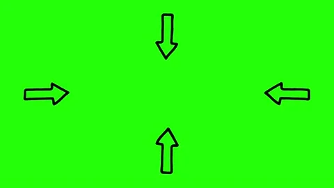Hand Drawn Line Arrows Pointing in the same Direction on Green Background Stock Footage 165352584