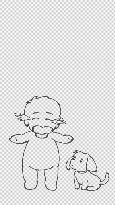 Hand drawn line art 2D animation of a cute baby crying. Stock Footage 346284711