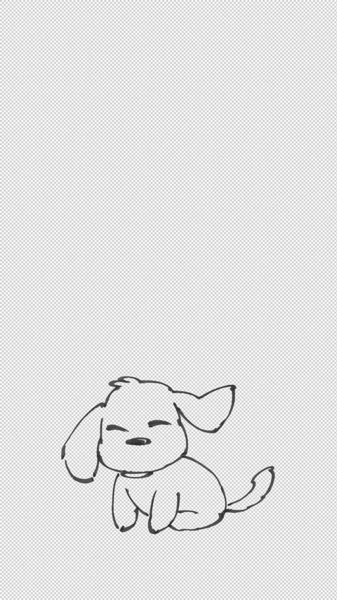 Hand drawn line art 2D animation of a cute dog shaking its head. Stock Footage 346285267