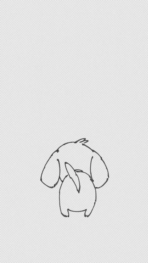 Hand drawn line art 2D animation of a cute dog from back view. Stock Footage 346285790
