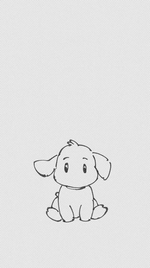 Hand drawn line art 2D animation of a cute puppy sitting. Stock Footage 346287824