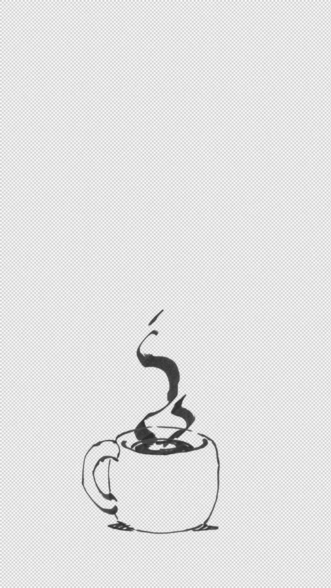 Hand drawn line art 2D animation of a cute coffee cup with cozy hot steam. Stock Footage 346295053