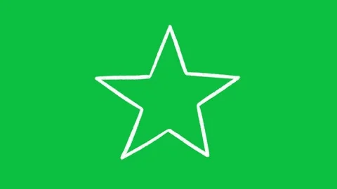 Hand Drawn Line Art 5 Point Star Outline Green Screen Stock Footage 343078434