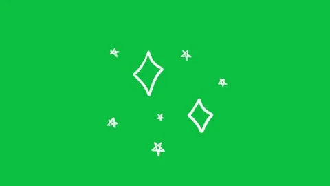 Hand Drawn Line Art Diamond Sparkles Overlay Green Screen Stock Footage 343078315