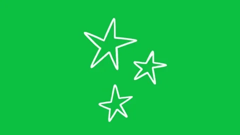 Hand Drawn Line Art Floating Stars Animation Green Screen Stock Footage 343078346