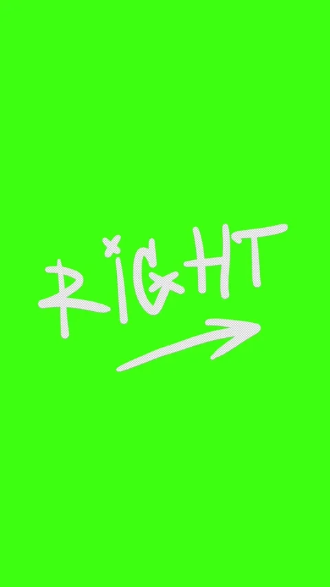 Hand drawn line art sketch doodle icon with text Right and green arrow Stock Footage 338312968