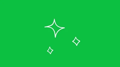 Hand Drawn Line Art Sparkle Stars Animation Green Screen Stock Footage 343078280
