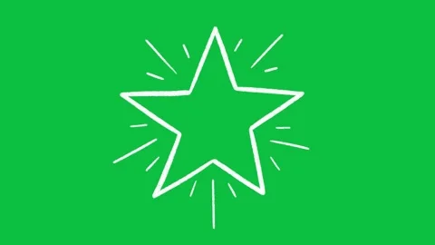 Hand Drawn Line Art Star Burst Outline Green Screen Stock Footage 343078480