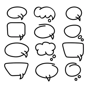 Hand-drawn line chat bubble collection. Vector 库存插图