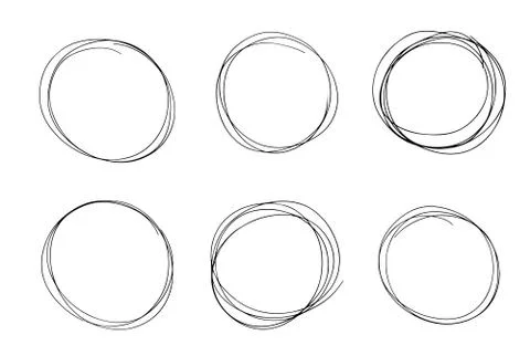 Hand drawn line circle black sketch set. Vector circular pen round circles for Stock Illustration