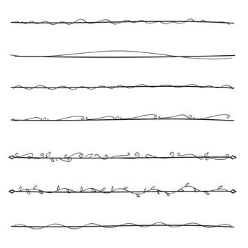 Hand-drawn line divider stroke. Underline abstract doodle collection. Vecto.. Stock Illustration