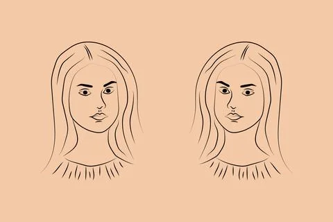 Hand-drawn line drawing minimal woman portrait and body Vector illustration Stock Illustration