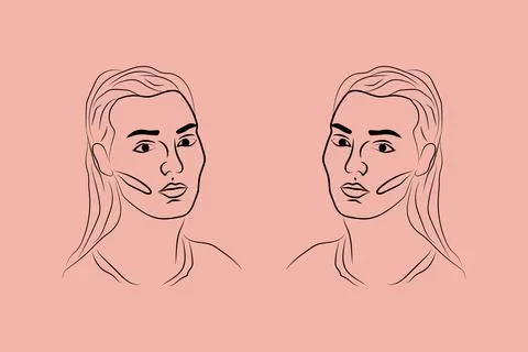 Hand-drawn line drawing minimal woman portrait and body Vector illustration Stock Illustration