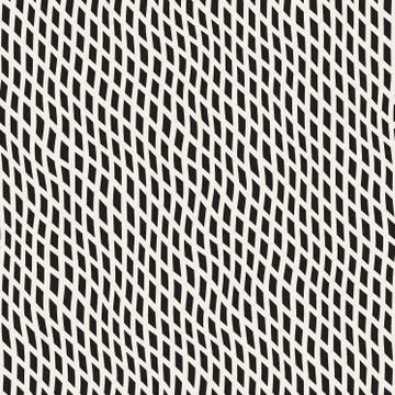 Hand Drawn Line Lattice. Vector Seamless Black and White Pattern Stock Illustration