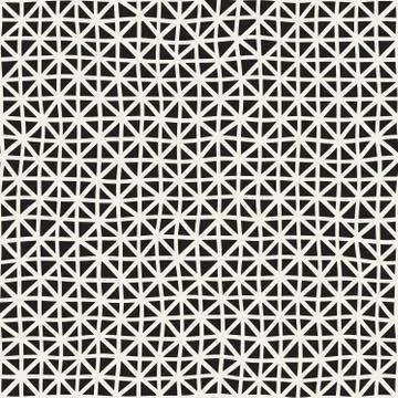 Hand Drawn Line Lattice. Vector Seamless Black and White Pattern Stock Illustration