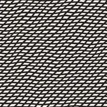 Hand Drawn Line Lattice. Vector Seamless Black and White Pattern 스톡 일러스트