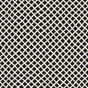 Hand Drawn Line Lattice. Vector Seamless Black and White Pattern. Illustrazione stock