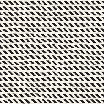 Hand Drawn Line Lattice. Vector Seamless Black and White Pattern. Stock Illustration