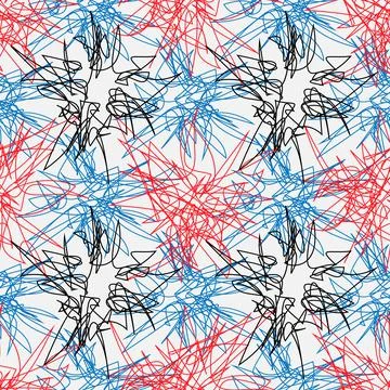 Hand drawn line seamless pattern. Doodle design element. Scribble line. Stock Illustration