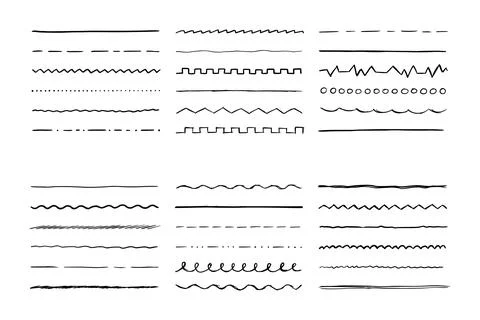 Hand drawn line set for brush. Stock Illustration