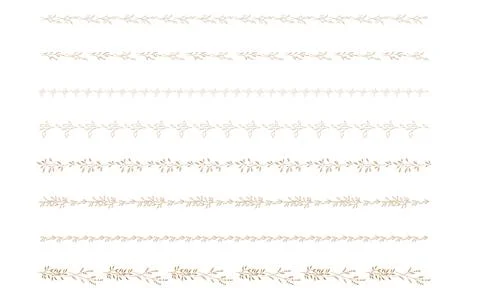 Hand drawn line set of plants. Sepia color. Stock Illustration