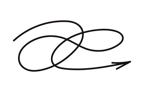 Hand drawn line spiral arrow. Vector isolated illustration Stock Illustration