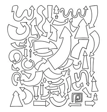 Hand Drawn linear Arrow. isolate vector doodles. Concept pointer symbols fo.. Stock Illustration