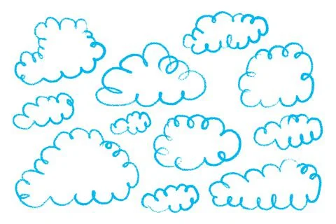 Hand Drawn Linear Childlike Cloud Drawing Stock Illustration