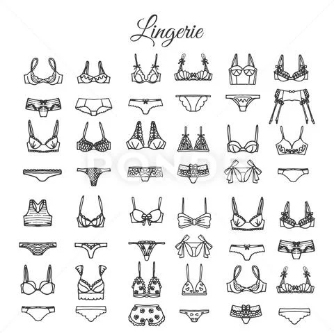 Hand drawn lingerie illustartions. Vector underwear design Stock Illustration