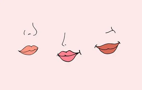 Hand drawn lips in doodle style Stock Illustration