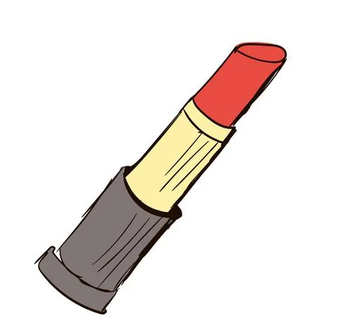Hand-Drawn lipstick. Doodle vector illustration. Make up Stock Illustration