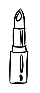 Hand-Drawn lipstick. Doodle vector illustration. Make up Stock Illustration