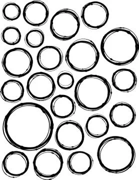 Hand-drawn liquid line circle shape collection over white Stock Illustration