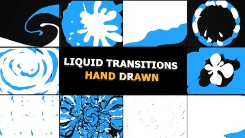 Hand Drawn Liquid Transitions Stock After Effects