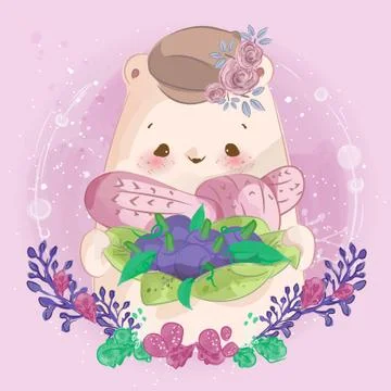 Hand drawn a little bear. Vector illustration Stock Illustration