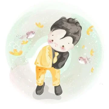 Hand drawn a little boy. Vector illustration Stock Illustration