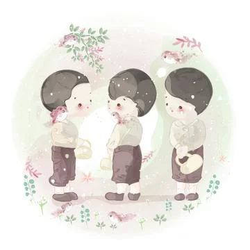 Hand drawn a little boy. Vector illustration Stock Illustration