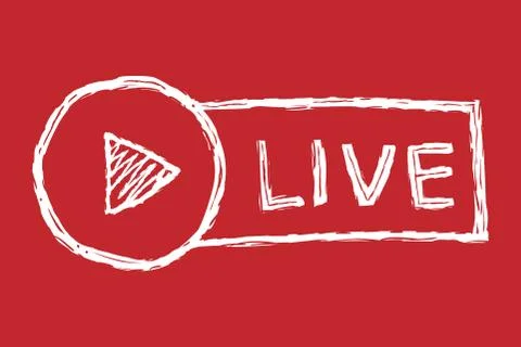Hand drawn live streaming button Stock Illustration