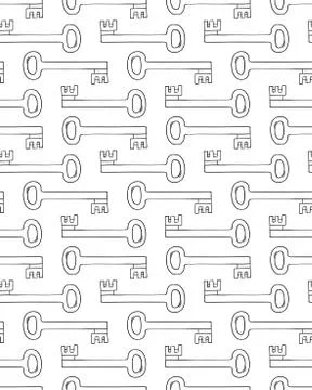 Hand drawn lock and key vector seamless pattern Stock Illustration