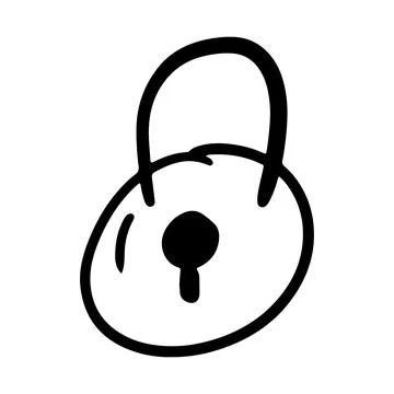 Hand drawn lock padlock. Doodle protection security icon isolated on white. S 스톡 일러스트