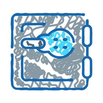 Hand drawn lock protecting digital sensitive data financial information Illustrazione stock