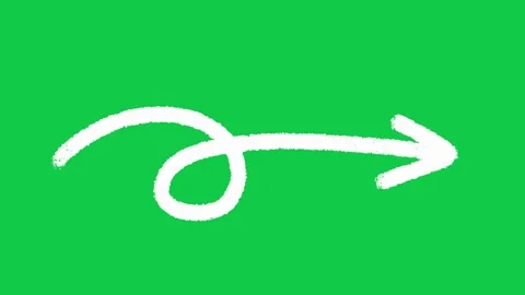 Hand Drawn Loop Arrow Swirl Pointing Right 2D Animation on Green Screen 動画素材 336578844